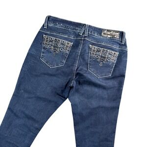 Amethyst Jeans Womens Y2K Bootcut Jeans Dark Wash Embellished Pockets Size 7